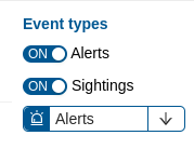 Image of alerts and sightings switched