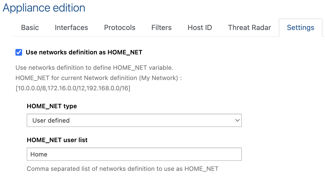 Using network definition as HOME_NET