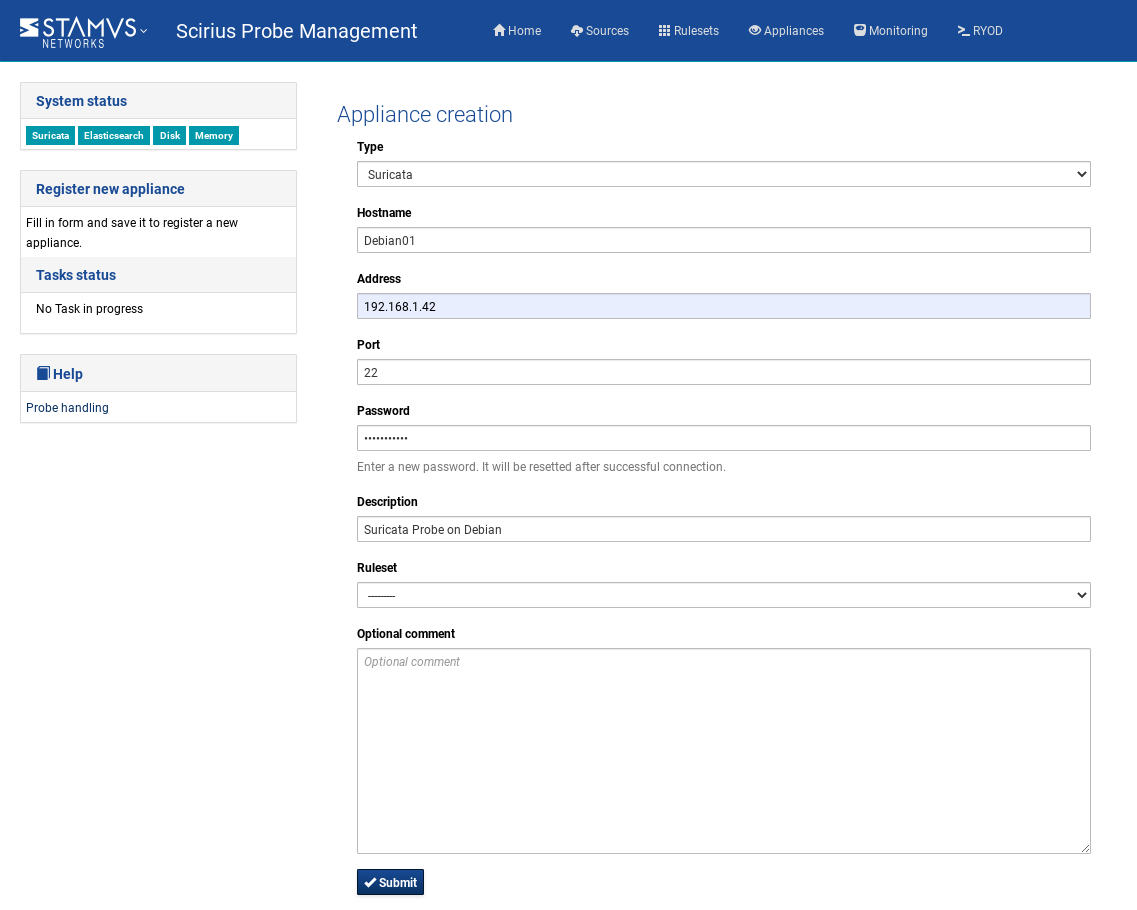 Add Suricata Sensor/probe for rule management in SCS