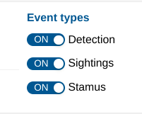 Image of alerts and sightings switched