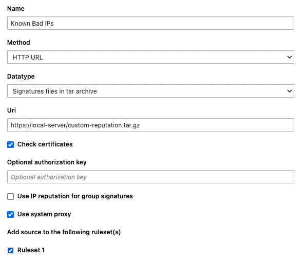 Custom Source - Known Bad IPs list