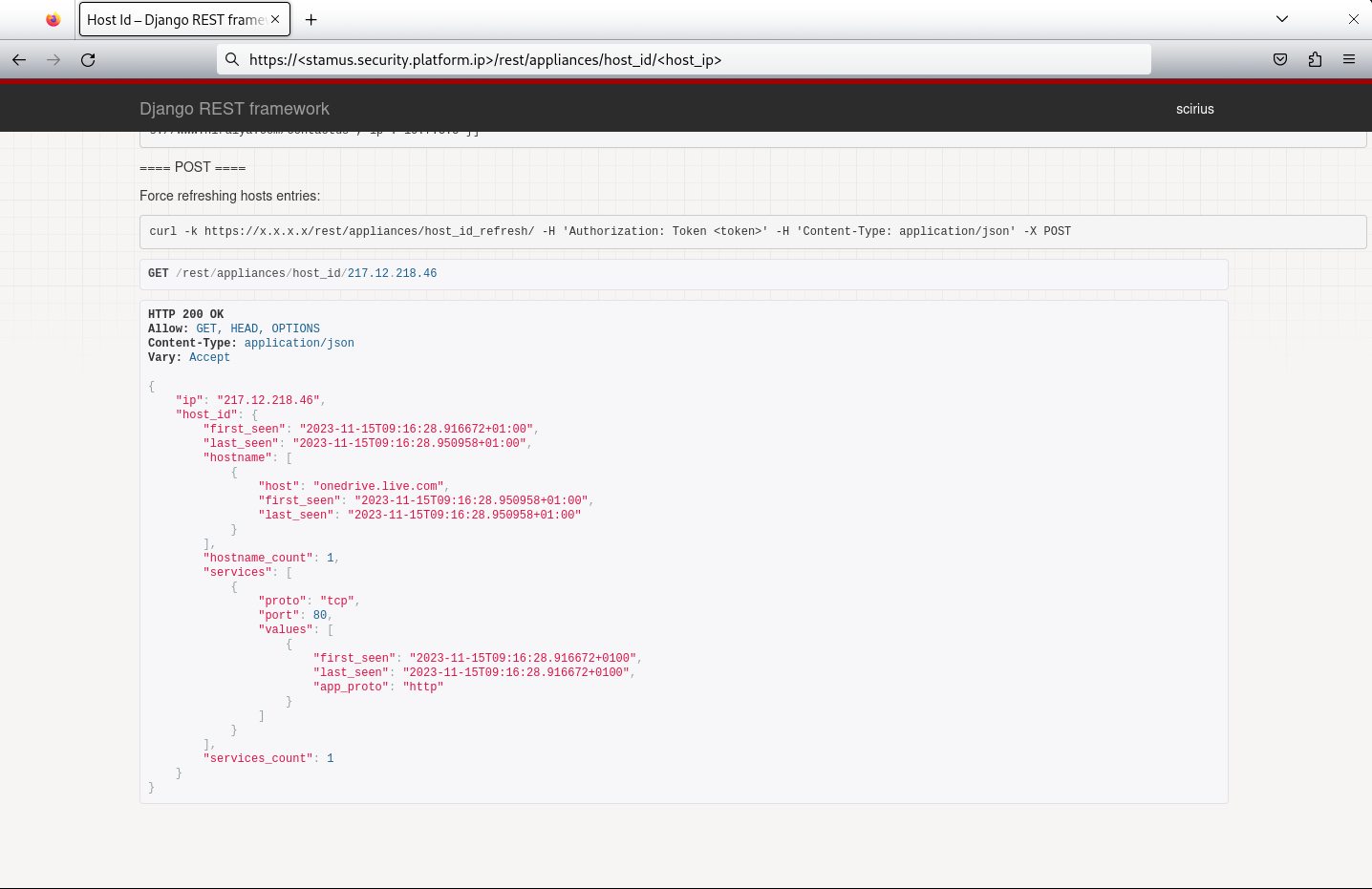 Rest Api Call for Host Insights Host IP