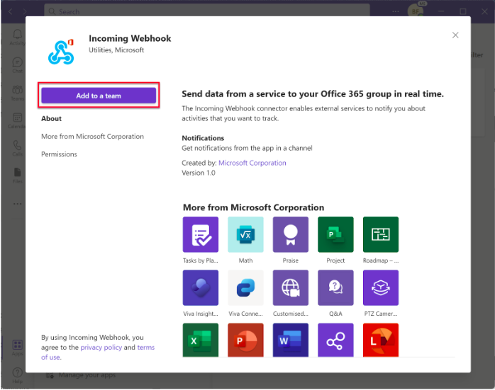 MS Teams integration example