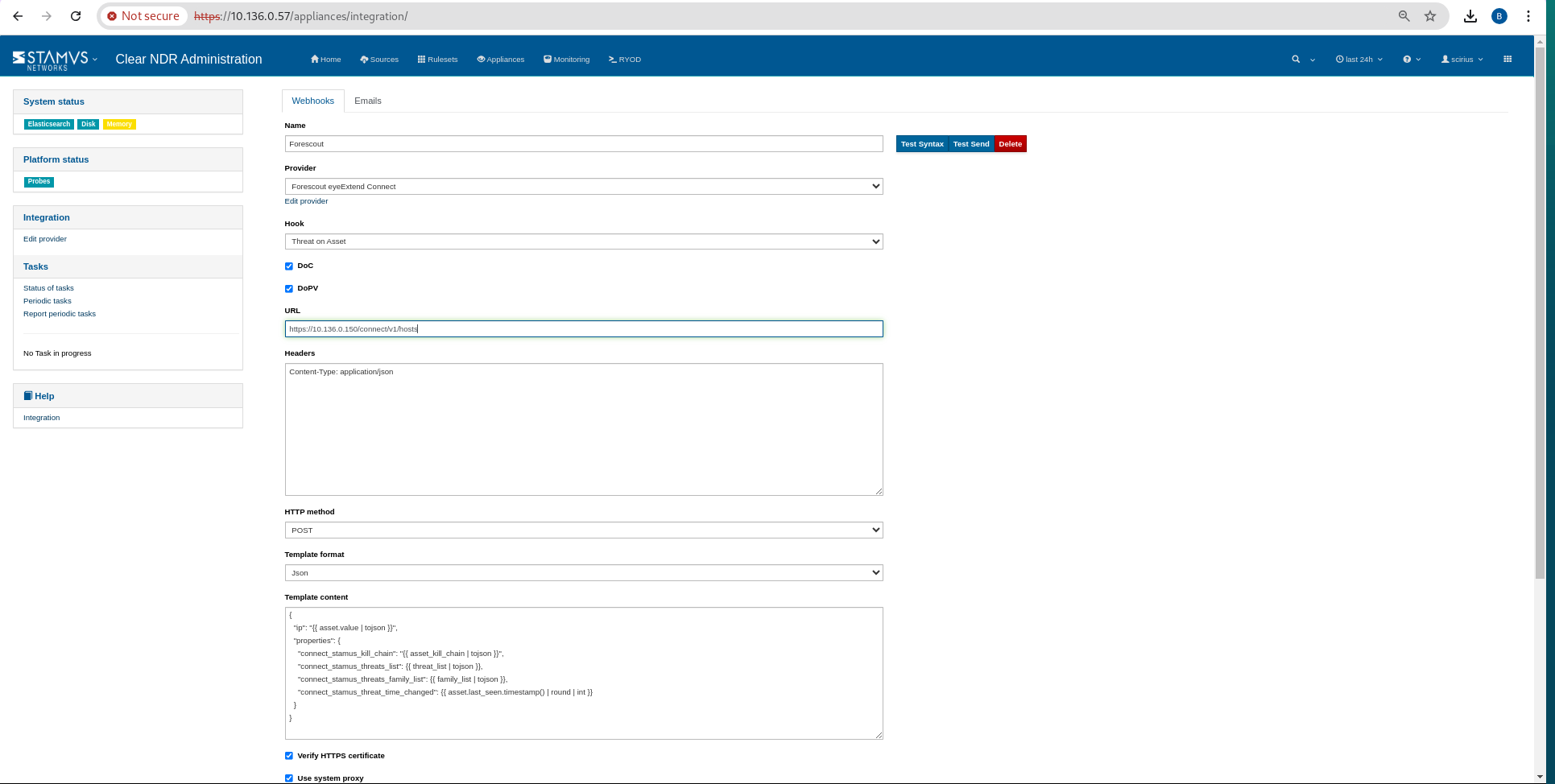 Splunk Cloud Setup integration example