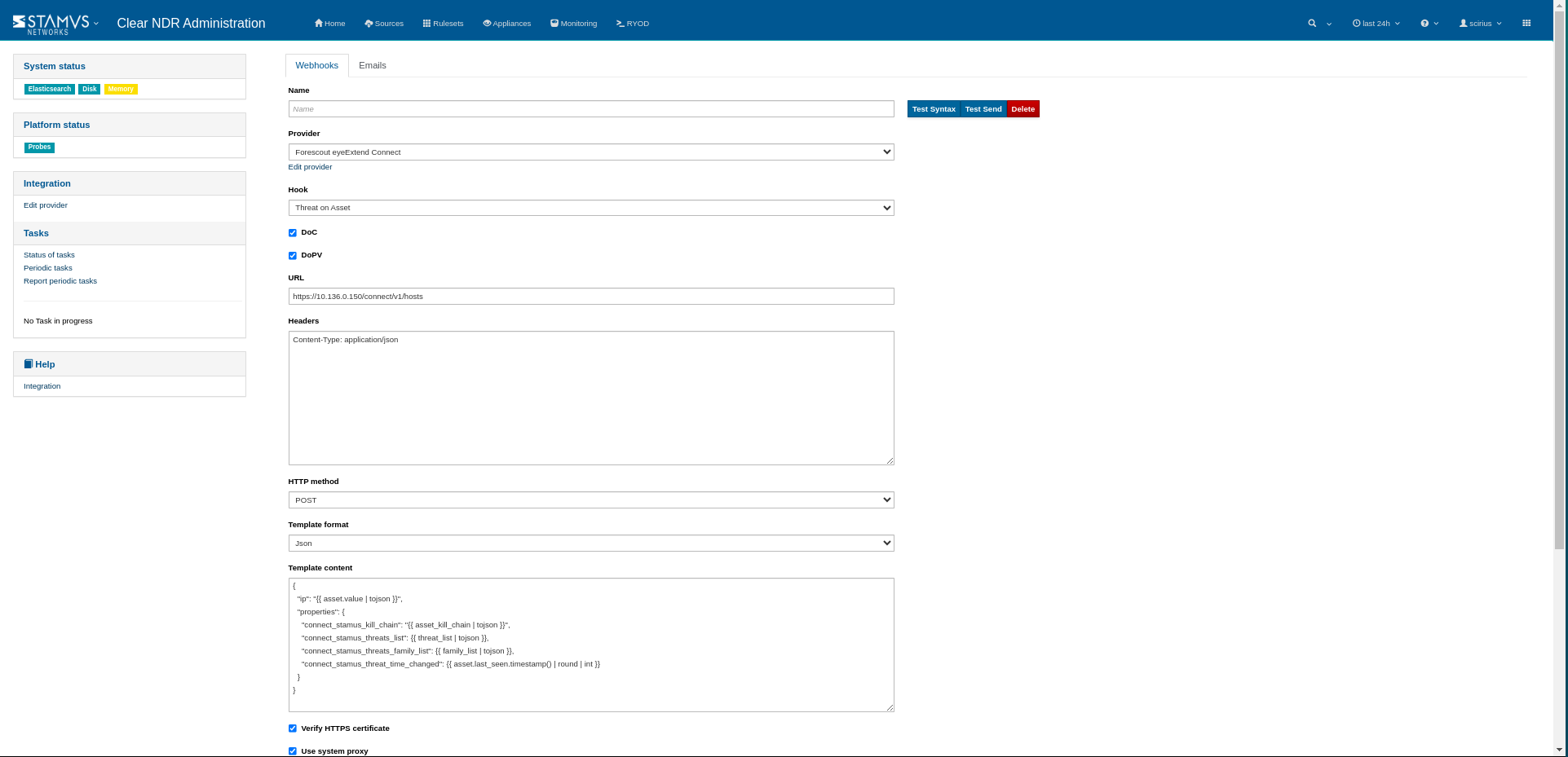 Splunk Cloud Setup integration example