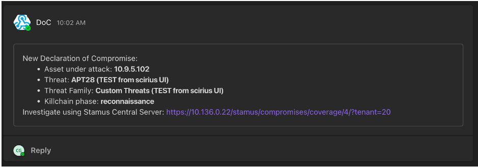 MS Teams integration example