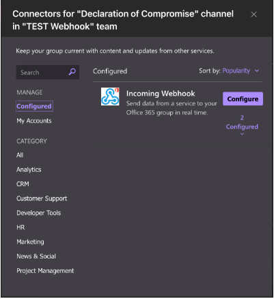 MS Teams integration example