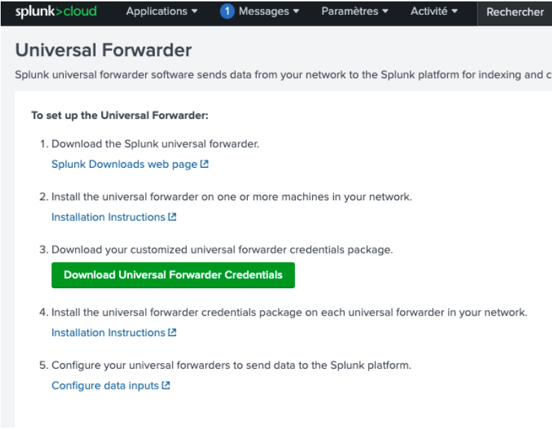 Splunk Cloud Setup integration example